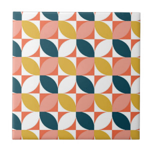 Mid-Century Modern Leaf Pattern Ceramic Tile
