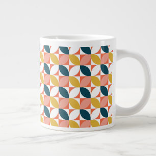 Mid-Century Modern Leaf Pattern Large Coffee Mug