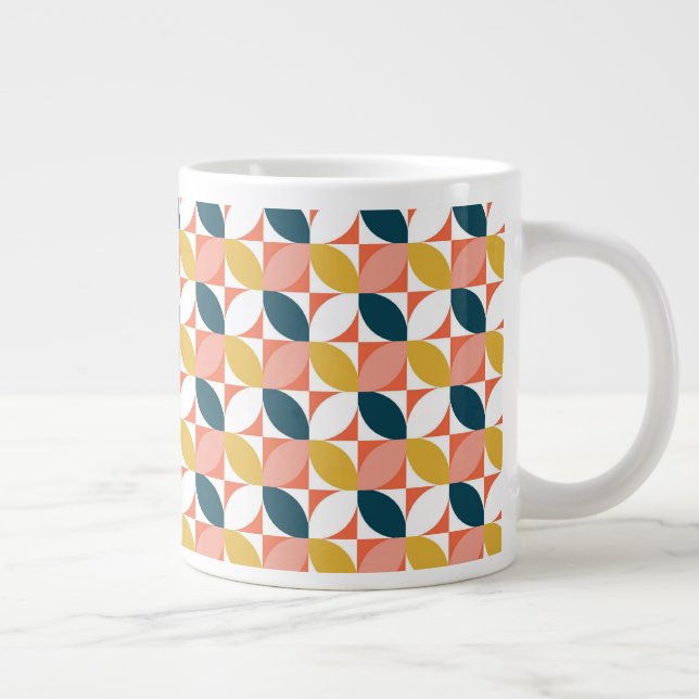 Mid-Century Modern Leaf Pattern Large Coffee Mug (Right)