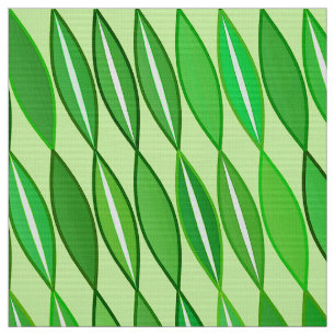 Mid Century Modern Leaves, Lime and Emerald Green Fabric