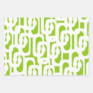Mid Century Modern Lime Green Abstract Loop Wrapping Paper Sheet