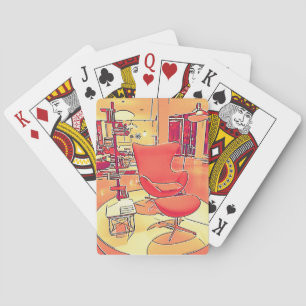 Mid Century Modern Living Room playing cards