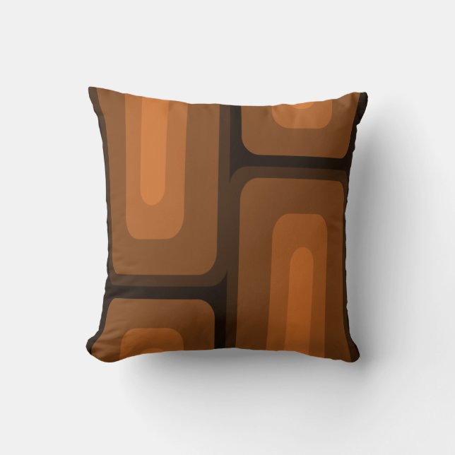 Mid Century Modern Long Rectangles Burnt Orange Cushion (Front)