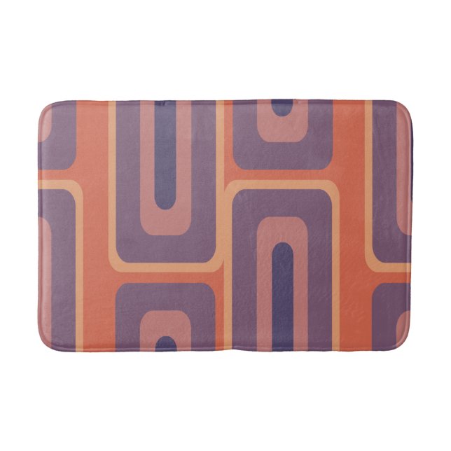 Mid Century Modern Long Rectangles Colourful 2 Bath Mat (Front)