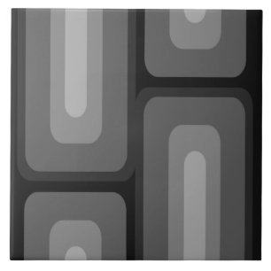 Mid Century Modern Long Rectangles Dark Grey Ceramic Tile