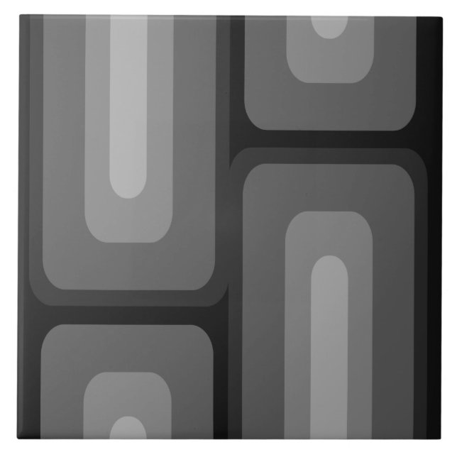 Mid Century Modern Long Rectangles Dark Grey Ceramic Tile (Front)