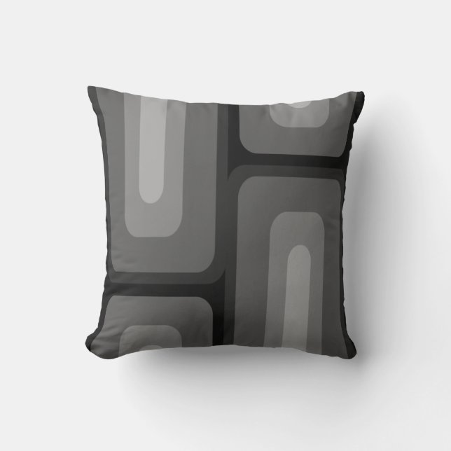 Mid Century Modern Long Rectangles Dark Grey Cushion (Front)