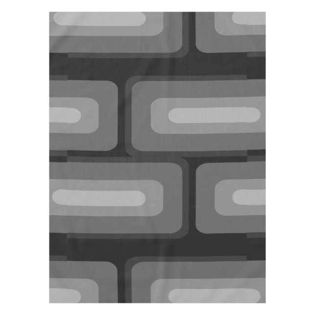 Mid Century Modern Long Rectangles Dark Grey Tablecloth (Front)
