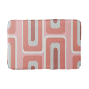 Mid Century Modern Long Rectangles Salmon Pink Bath Mat