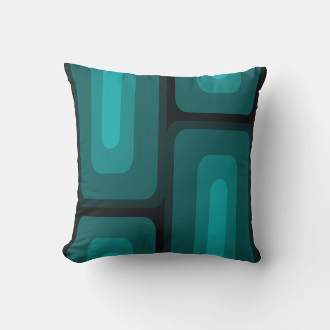 Mid Century Modern Long Rectangles Teal Cushion (Front)