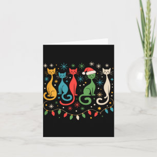 Mid Century Modern Look Cats Xmas Retro 50s 60s Card