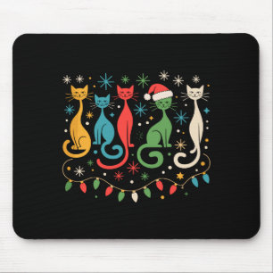 Mid Century Modern Look Cats Xmas Retro 50s 60s  Mouse Pad