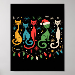 Mid Century Modern Look Cats Xmas Retro 50s 60s Poster