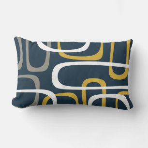 Mid-Century Modern Loops Abstract Pattern Lumbar Cushion
