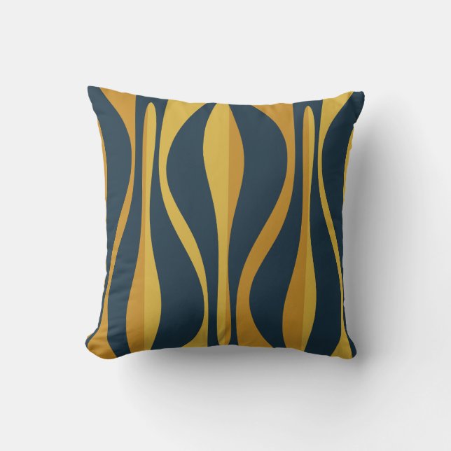 Mid Century Modern Lounge Navy Mustard Pattern Cushion (Front)