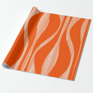 Mid Century Modern Lounge Pattern Orange Wrapping Paper