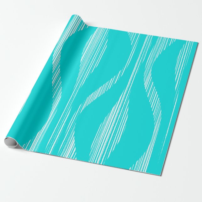 Mid Century Modern Lounge Pattern Turquoise Wrapping Paper (Unrolled)