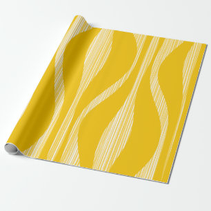 Mid Century Modern Lounge Pattern Yellow Wrapping Paper