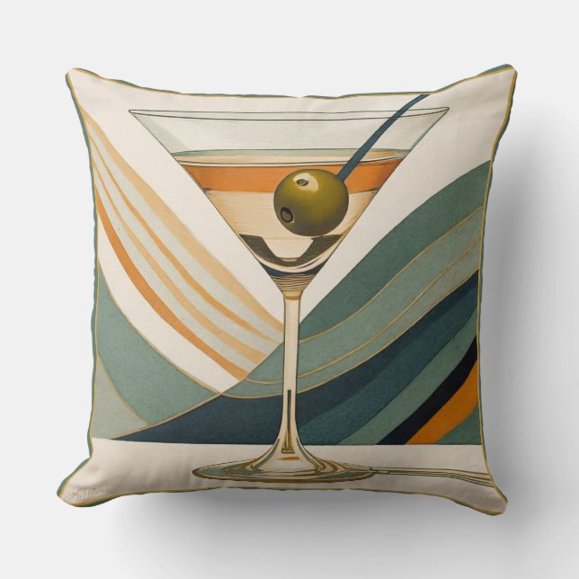 Mid Century Modern Martini Cocktail Hour Cushion (Front)