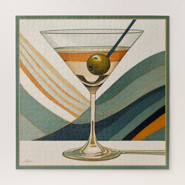 Mid Century Modern Martini Cocktail Hour Jigsaw Puzzle (Vertical)