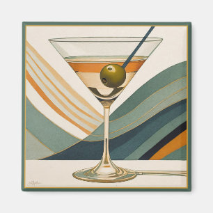 Mid Century Modern Martini Cocktail Hour Magnet