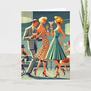 Mid Century Modern Martini Dance Cocktail Party Card