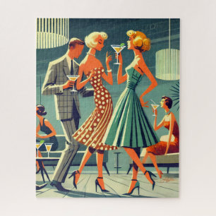 Mid Century Modern Martini Dance Cocktail Party Jigsaw Puzzle