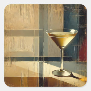 Mid Century Modern Martini in a Moonbeam Square Sticker