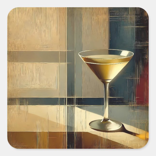 Mid Century Modern Martini in a Moonbeam Square Sticker (Front)