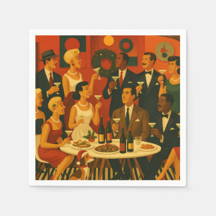 Mid Century Modern Martini Intellectuals Christmas Napkin