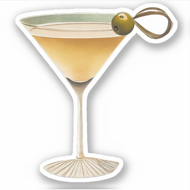 Mid Century Modern Martini One Olive (Front)