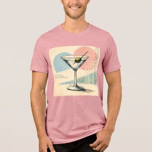 Mid Century Modern Martini Pastel Minimalist Art Tri-Blend Shirt