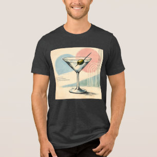 Mid Century Modern Martini Pastel Minimalist Art Tri-Blend Shirt