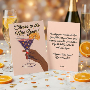 Mid Century Modern Martini Toast New Year Holiday Card