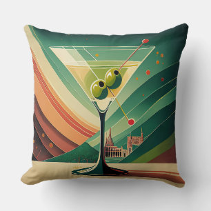 Mid Century Modern Martini Travel Cathedral View Cushion