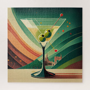 Mid Century Modern Martini Travel Cathedral View Jigsaw Puzzle