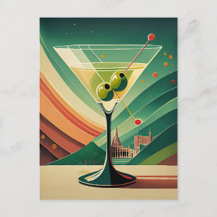 Mid Century Modern Martini Travel Cathedral View Postcard