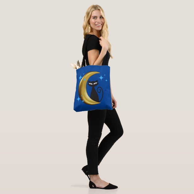 Mid Century Modern MCM Retro Atomic Black Cat  Tote Bag (On Model)