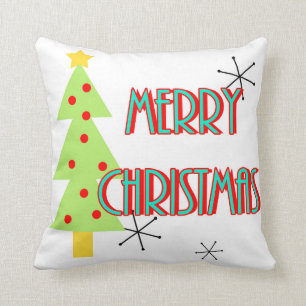 mid century modern merry christmas trees retro cushion