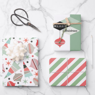 Mid Century Modern Merry Christmas Wrapping Paper Sheet
