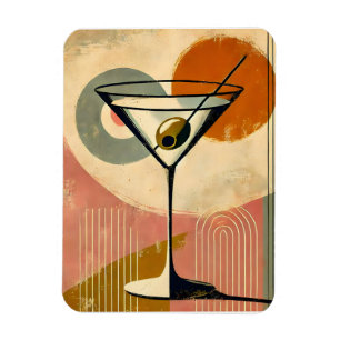 Mid Century Modern Minimalist Art Martini Magnet