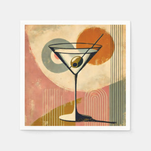 Mid Century Modern Minimalist Art Martini Napkin