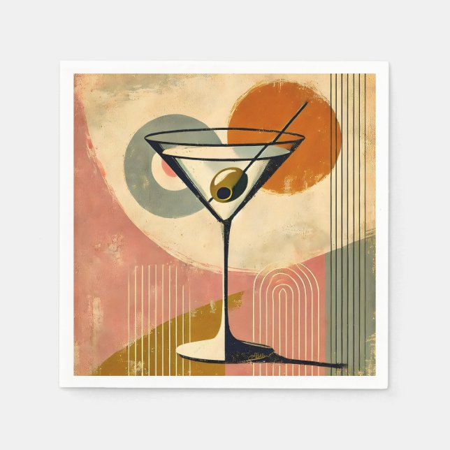 Mid Century Modern Minimalist Art Martini Napkin (Front)