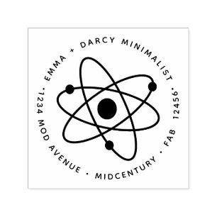 Mid-Century Modern Minimalist Atomic Molecule Self-inking Stamp