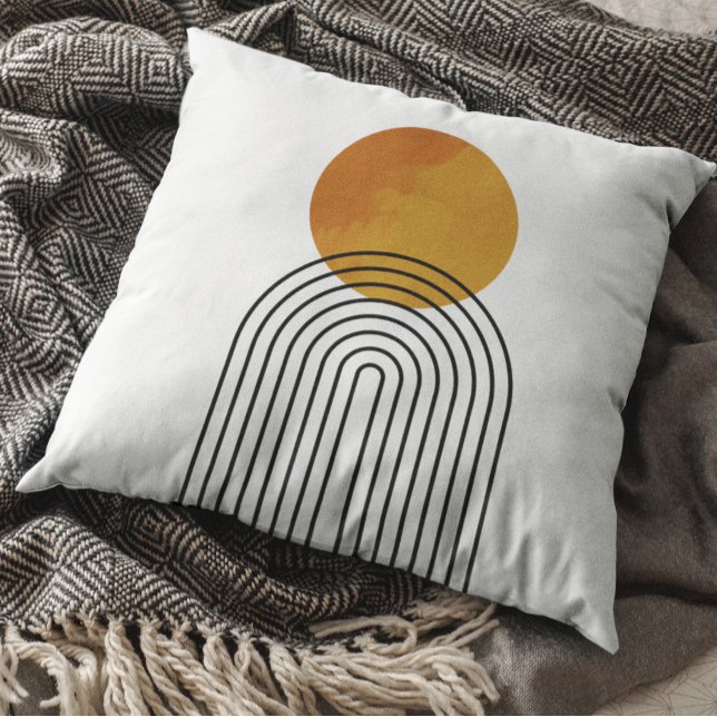Mid Century Modern Minimalistic Arch yellow Orange Cushion (Creator Uploaded)