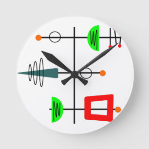 Mid Century Modern Mobile  Round Clock