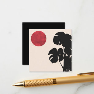 Mid Century Modern Monstera & Sun Minimalist Art Enclosure Card