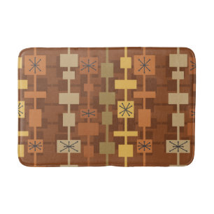 Mid Century Modern Multicolored Brown Bath Mat