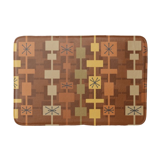Mid Century Modern Multicolored Brown Bath Mat (Front)