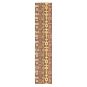 Mid Century Modern Multicolored Brown Short Table Runner